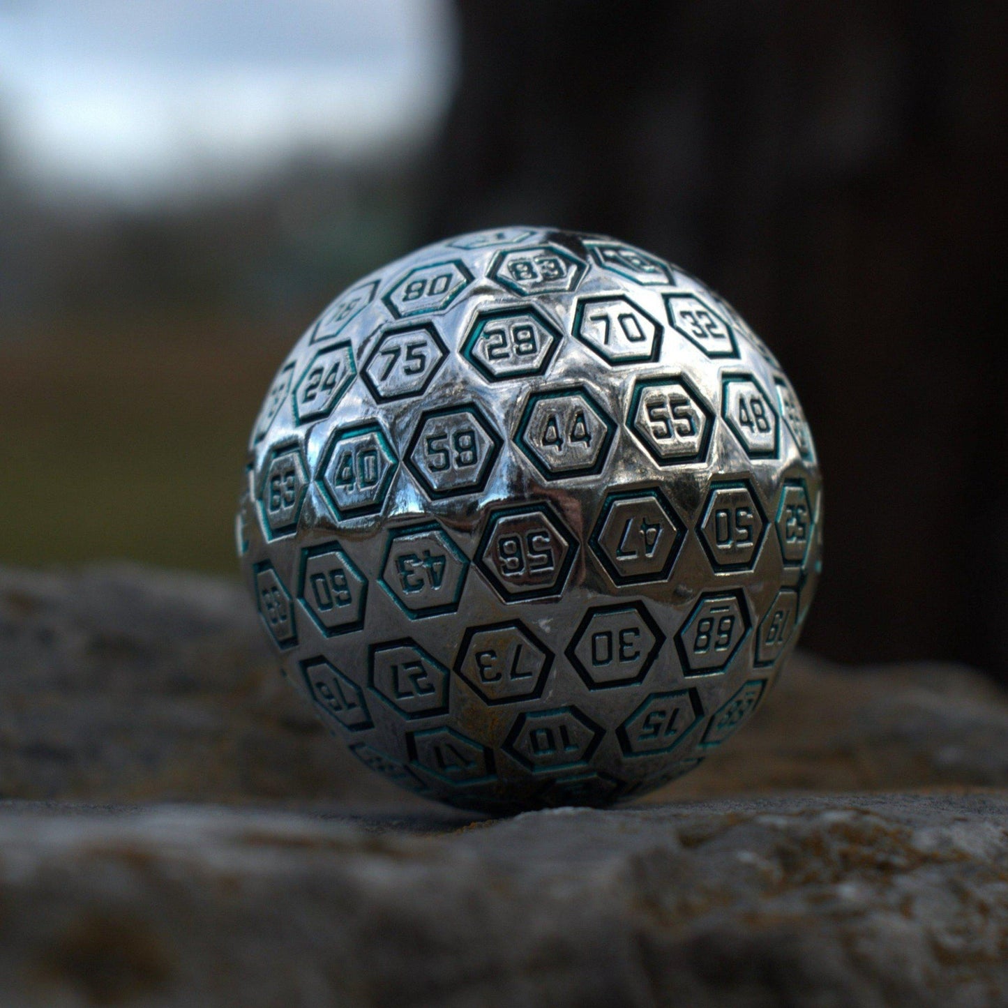 The Orb D100 - Aqua and Silver Metal Die