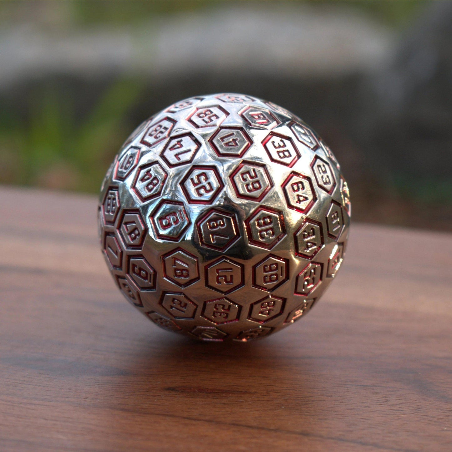 The Orb D100 - Crimson and Silver Metal Die