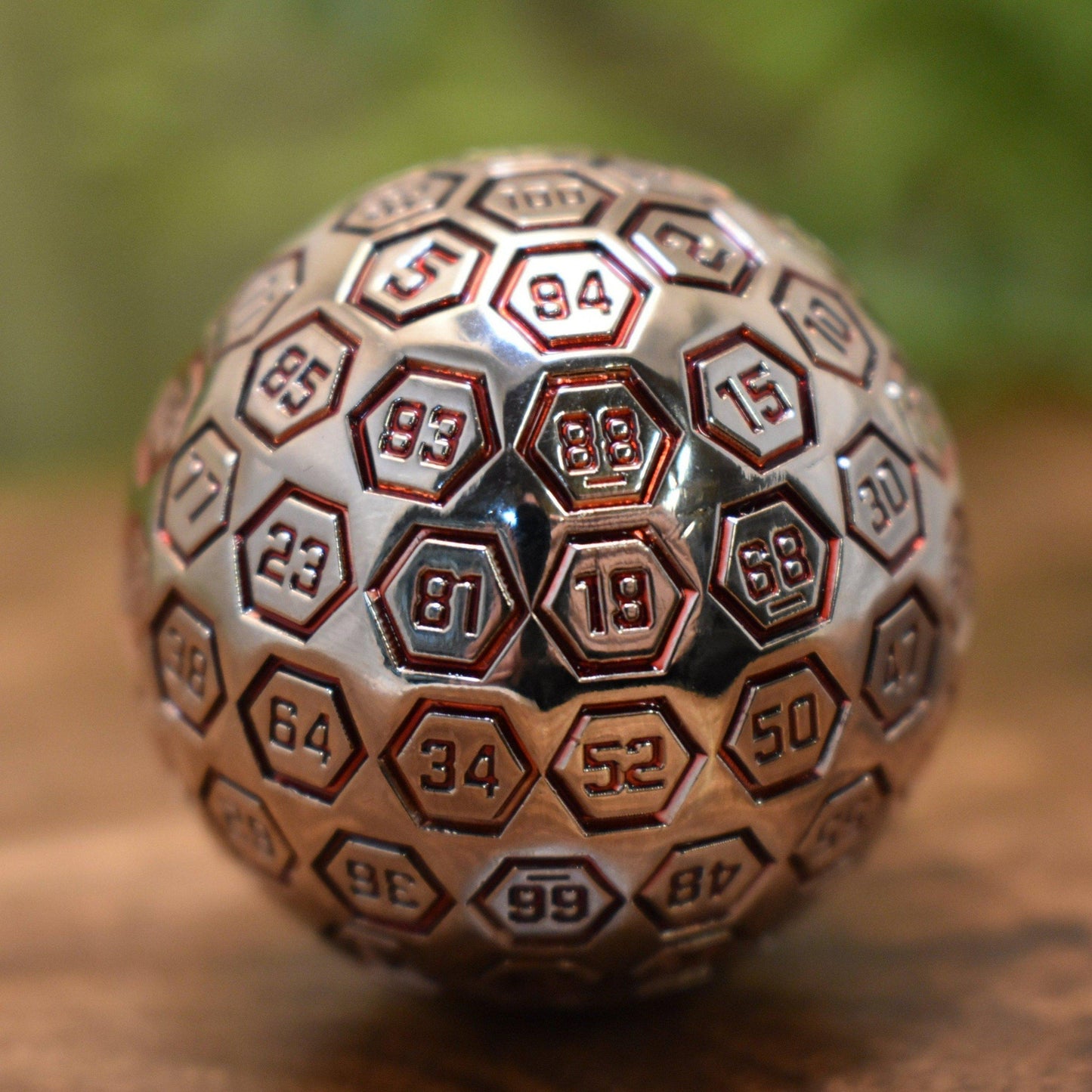 The Orb D100 - Crimson and Silver Metal Die