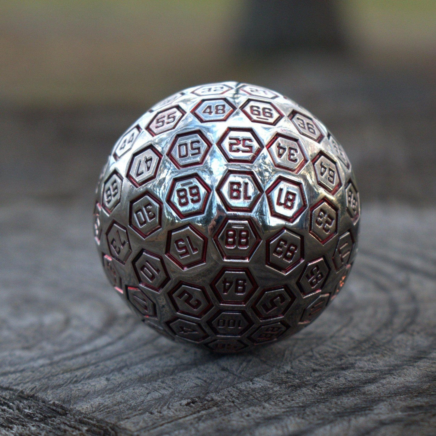 The Orb D100 - Crimson and Silver Metal Die