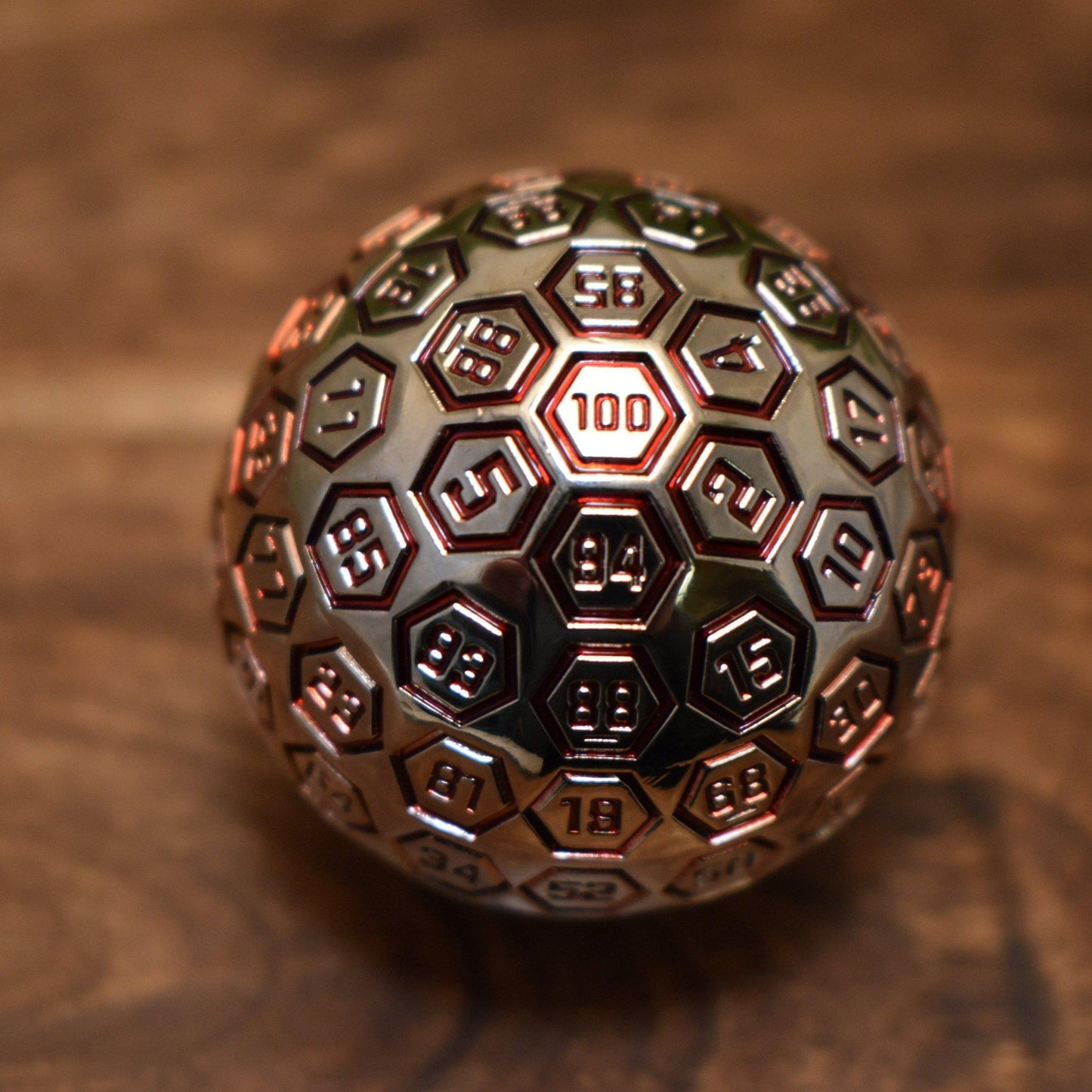 The Orb D100 - Crimson and Silver Metal Die