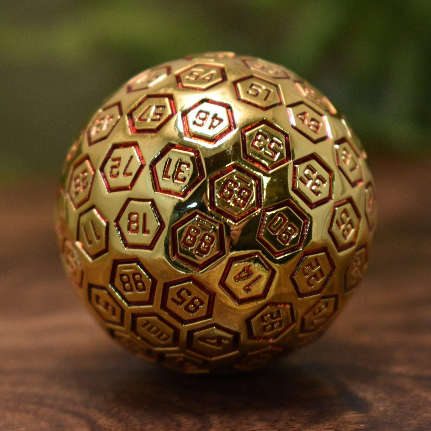 The Orb D100 - Red and Gold Metal Die