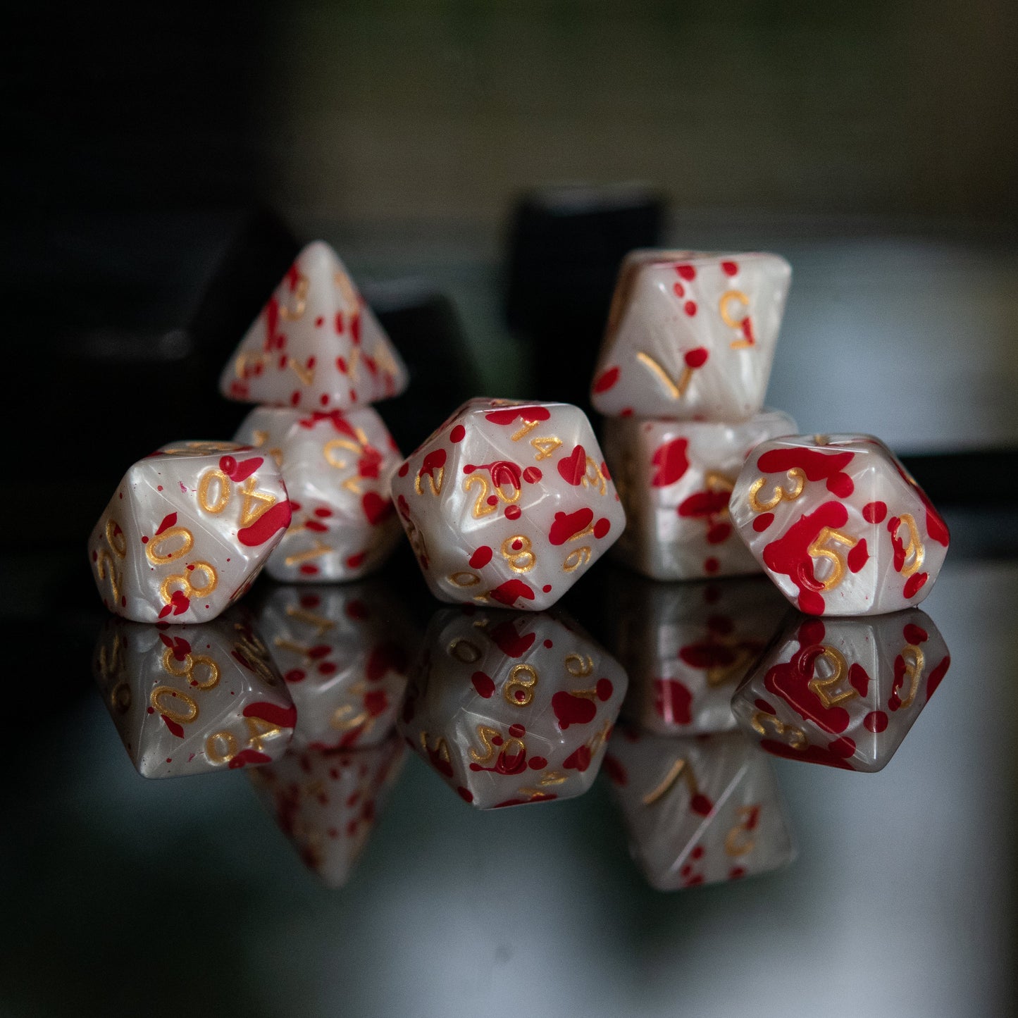 Blood Pearls Acrylic Dice Set