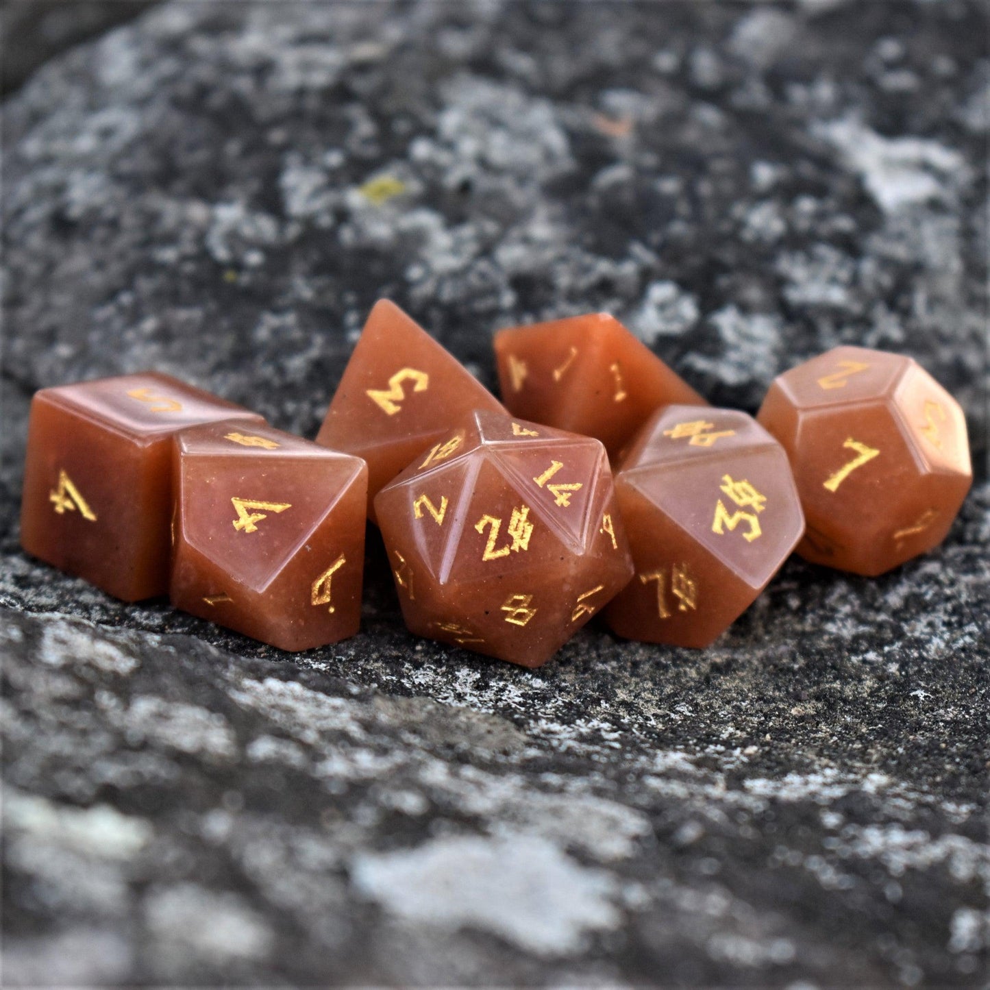 Red Aventurine Stone Dice Set