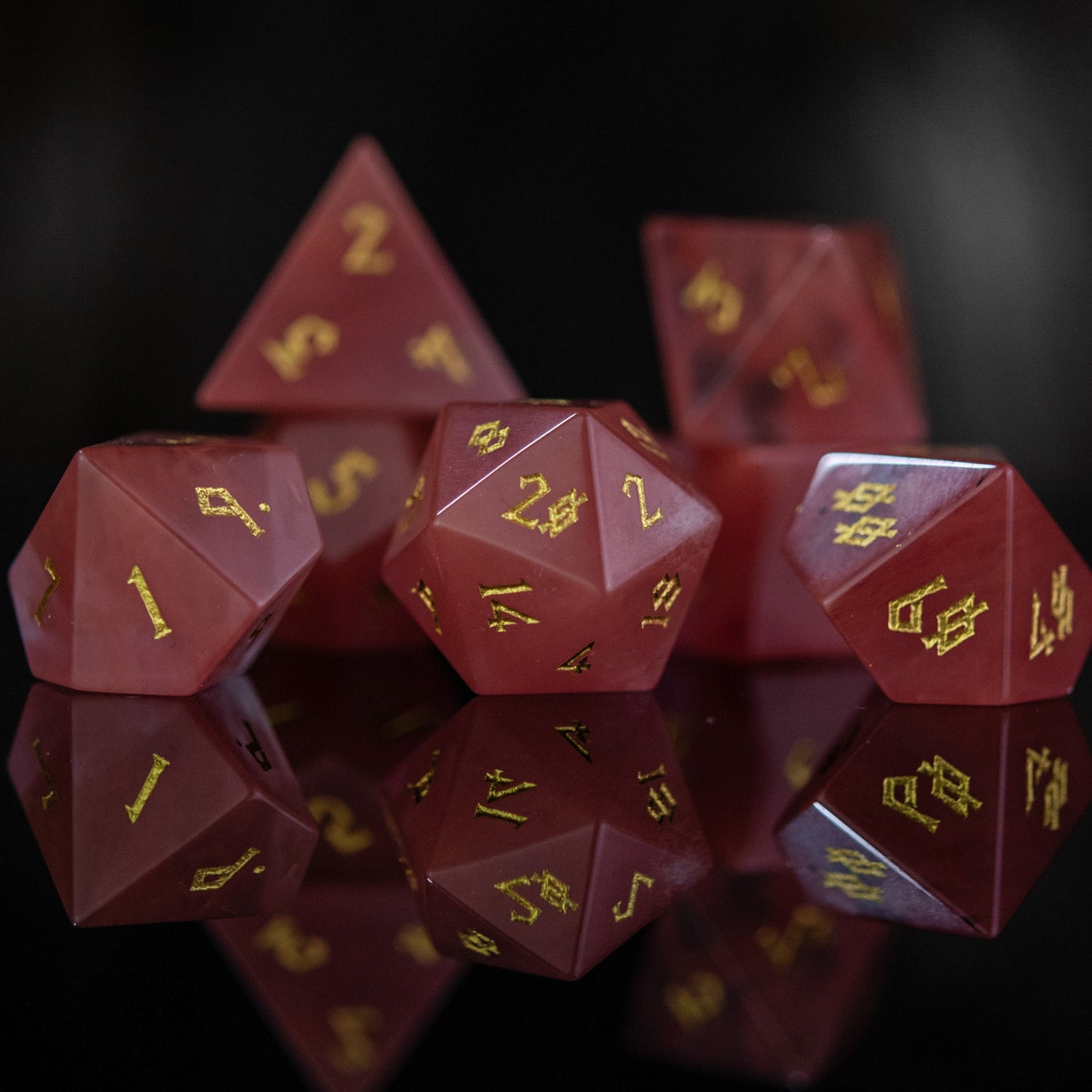 Strawberry Quartz Stone Dice Set