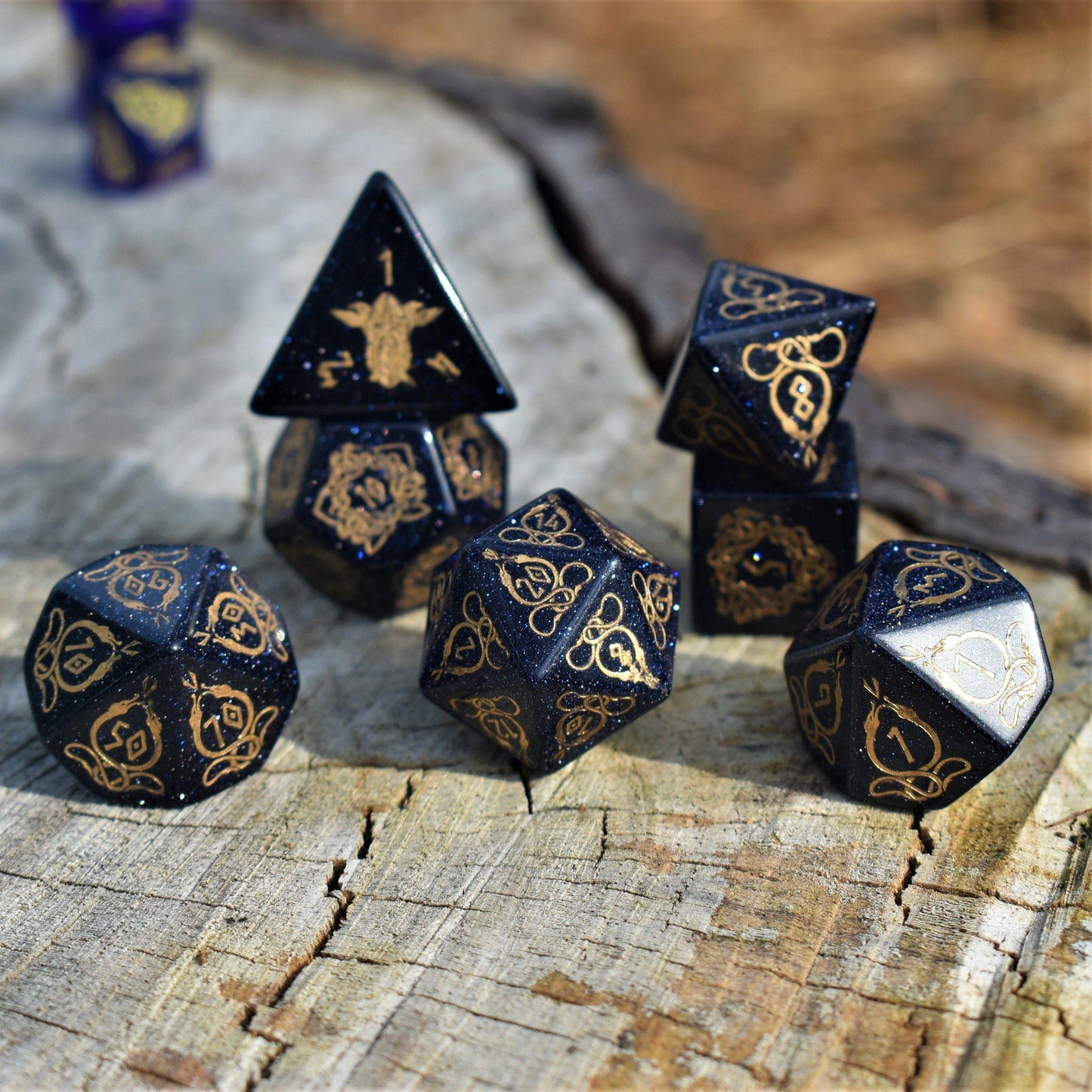 Serpent of Midgard Blue Sandstone Dice Set