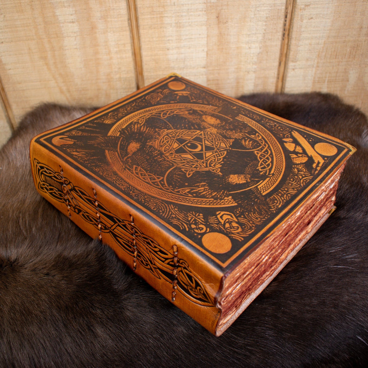 "The Ravens" Tan Spellbook Leather Journal