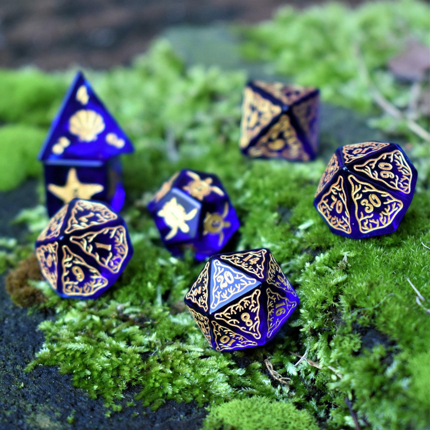 Siren's Song Deep Blue Glass Dice Set