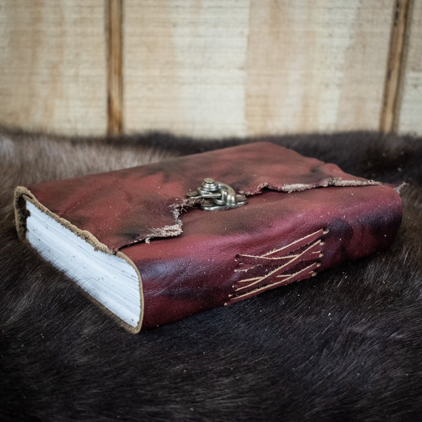 Natural Edge Crunched Cowhide Leather Journal