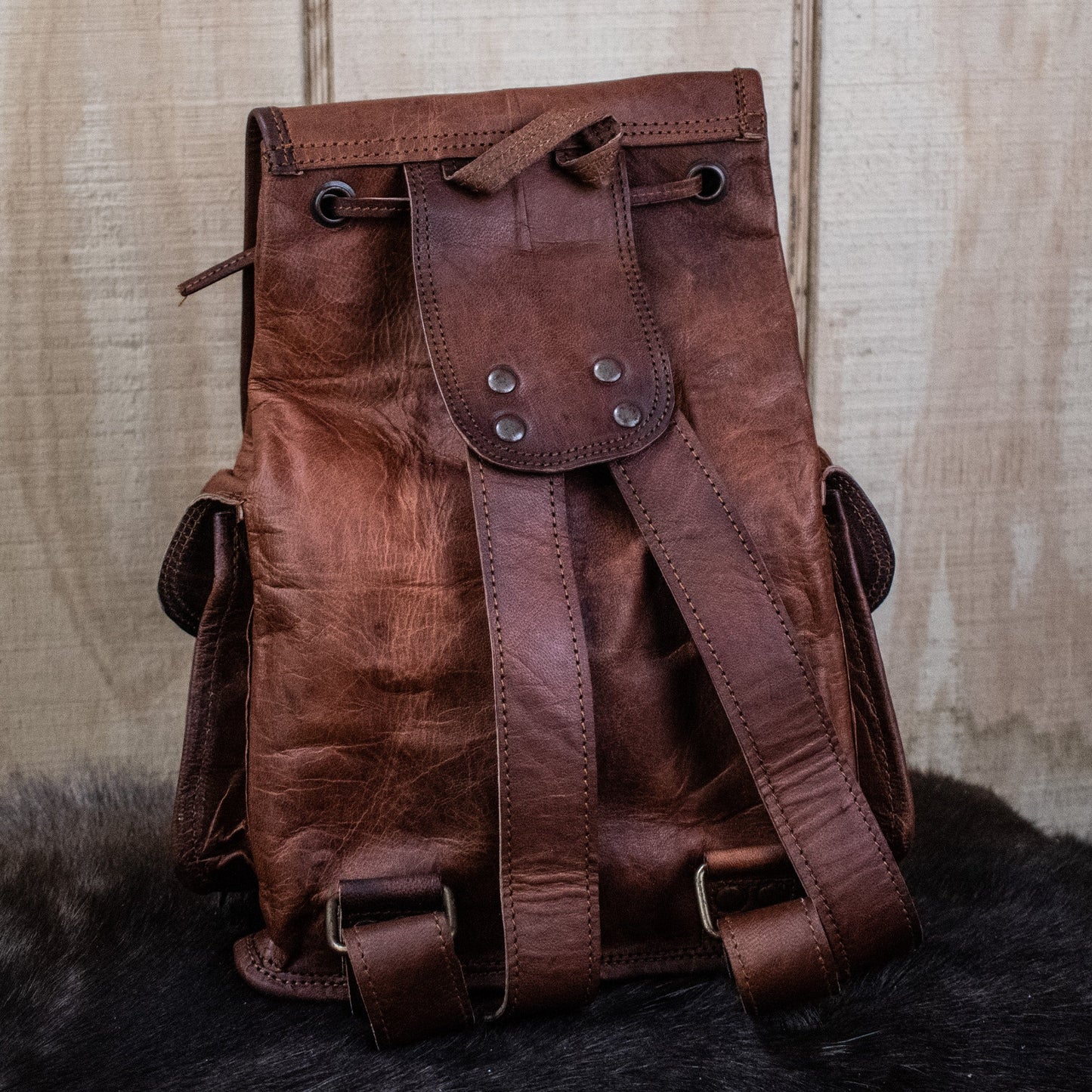 "The Cottage" Leather Mini Backpack - Brown