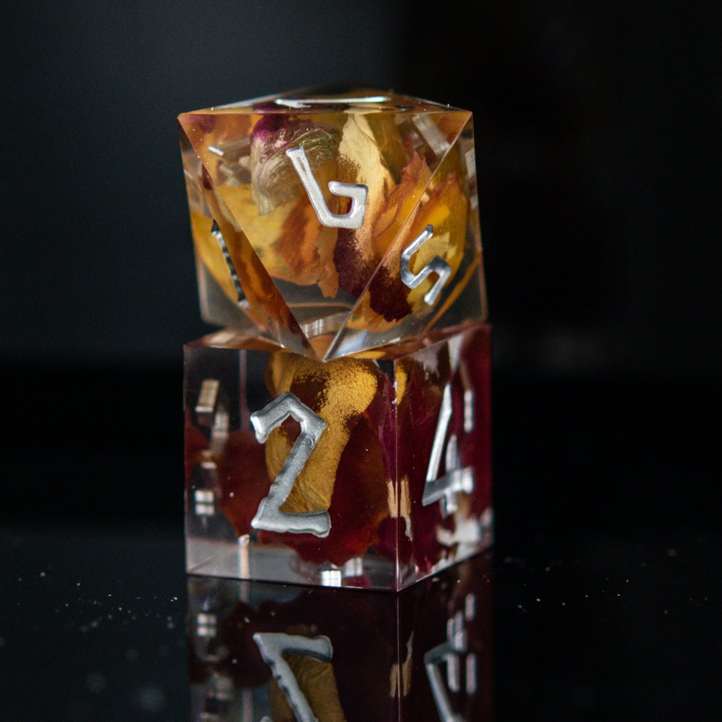 Wilted Rose Sharp-Edged Resin Dice Set