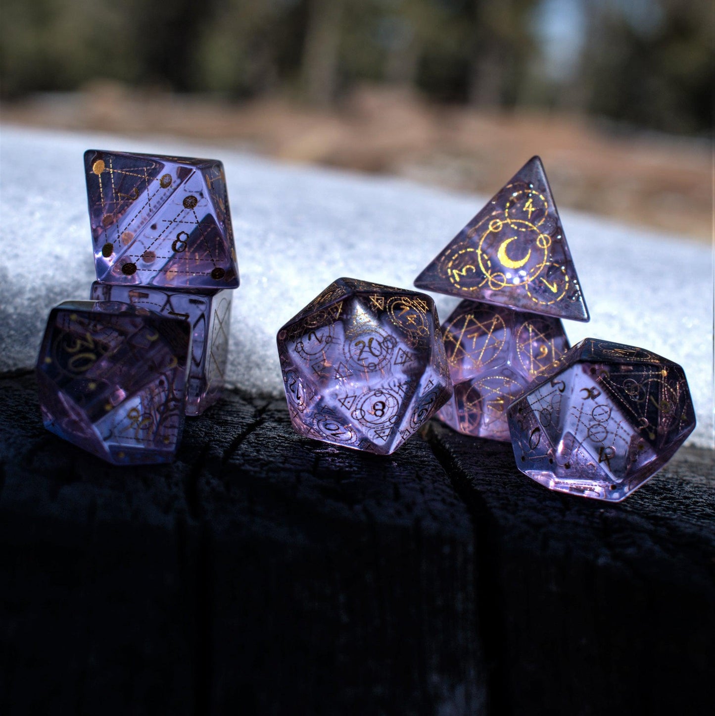 Spellcaster Purple Glass Dice Set