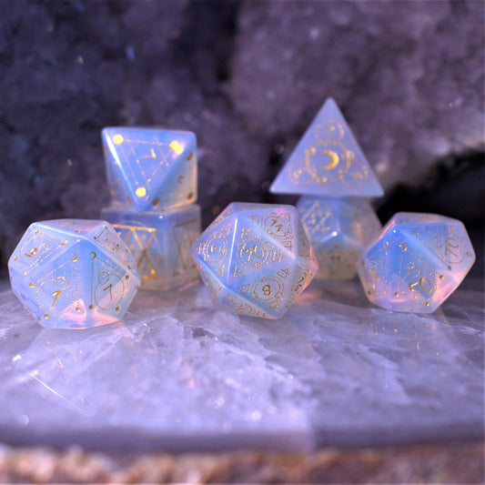 Spellcaster Opalite Stone Dice Set