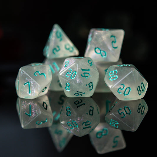 Unicorn Tears (Aqua) Acrylic Dice Set