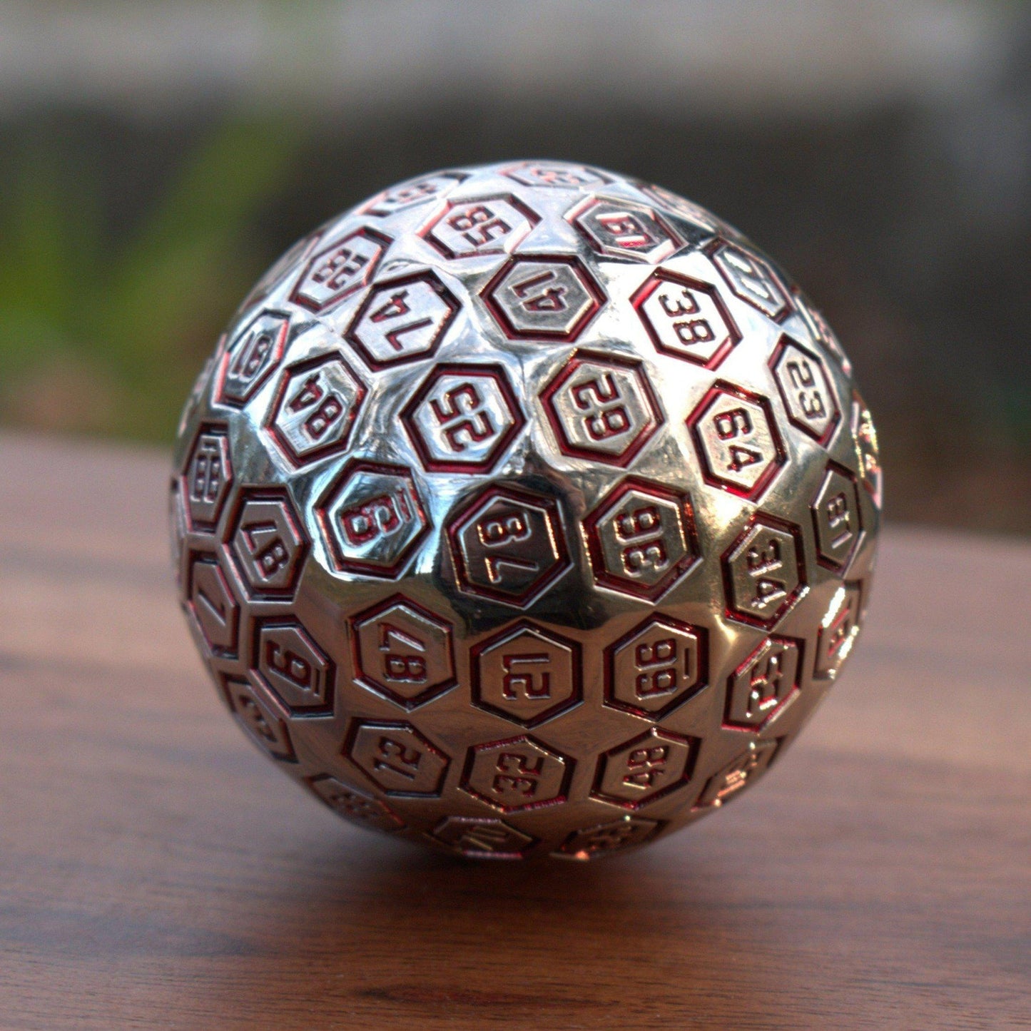 The Orb D100 -  Crimson and Silver Metal Die